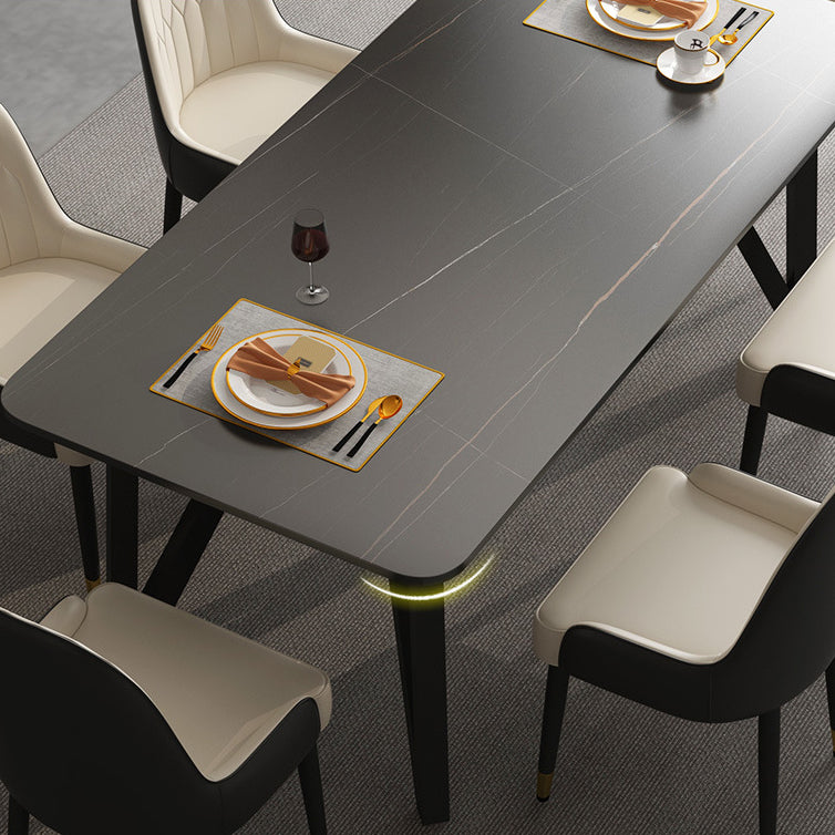 Rectangle Dining Table 4 Legs Dining Table in Black Frame for Kitchen