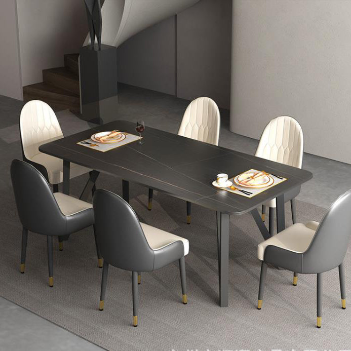 Rectangle Dining Table 4 Legs Dining Table in Black Frame for Kitchen