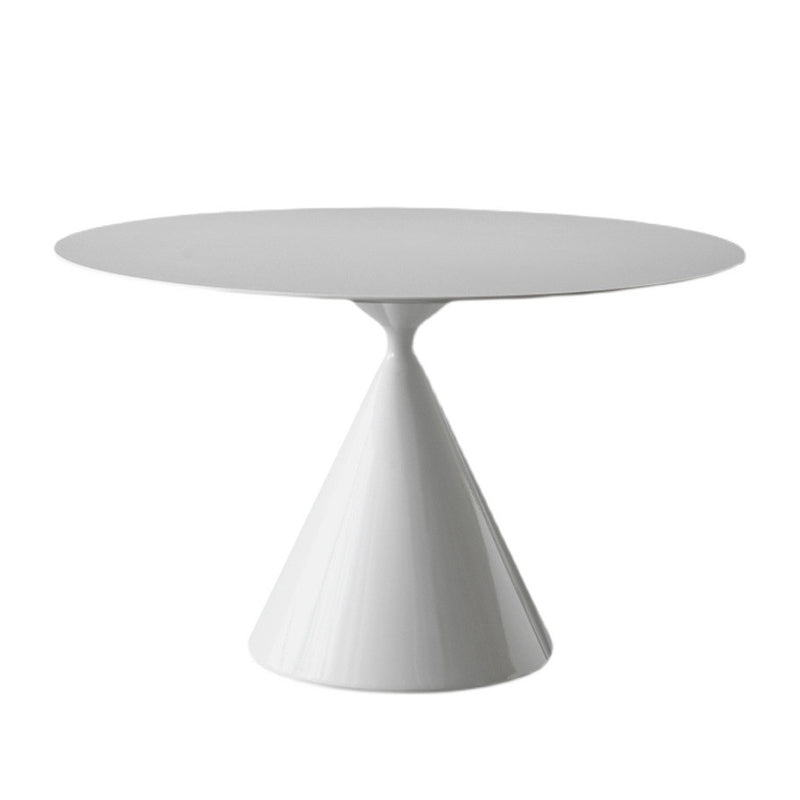 Round Stone Dining Table Modern Pedestal Dining Table in White and Black