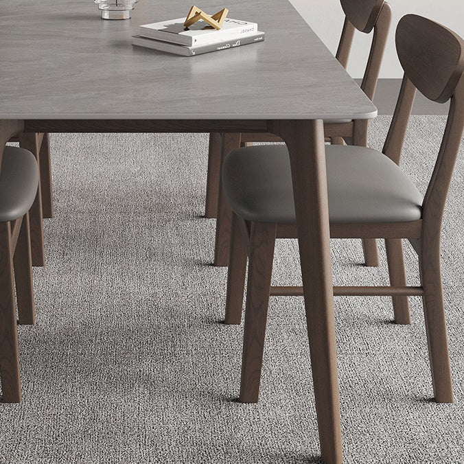 Rectangle Dining Table Mid-Century Modern Dining Table with Solid Wood Base