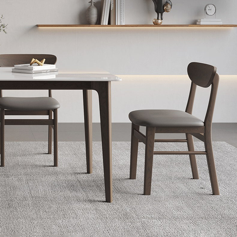 Rectangle Dining Table Mid-Century Modern Dining Table with Solid Wood Base