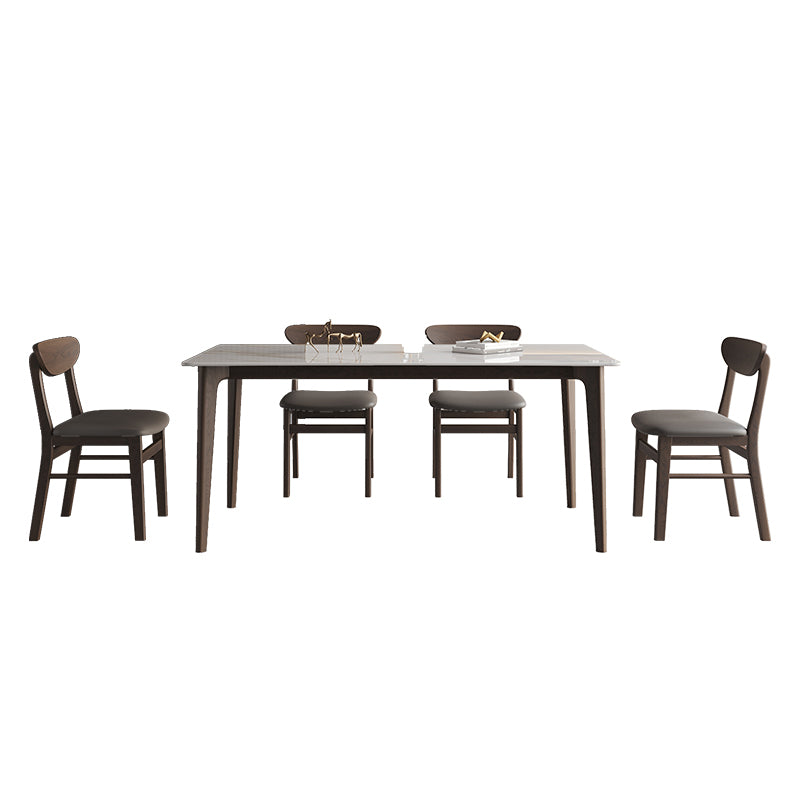 Rectangle Dining Table Mid-Century Modern Dining Table with Solid Wood Base