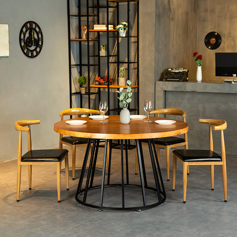 Solid Wood Dining Table Contemporary Round Dining Table with Pedestal Base