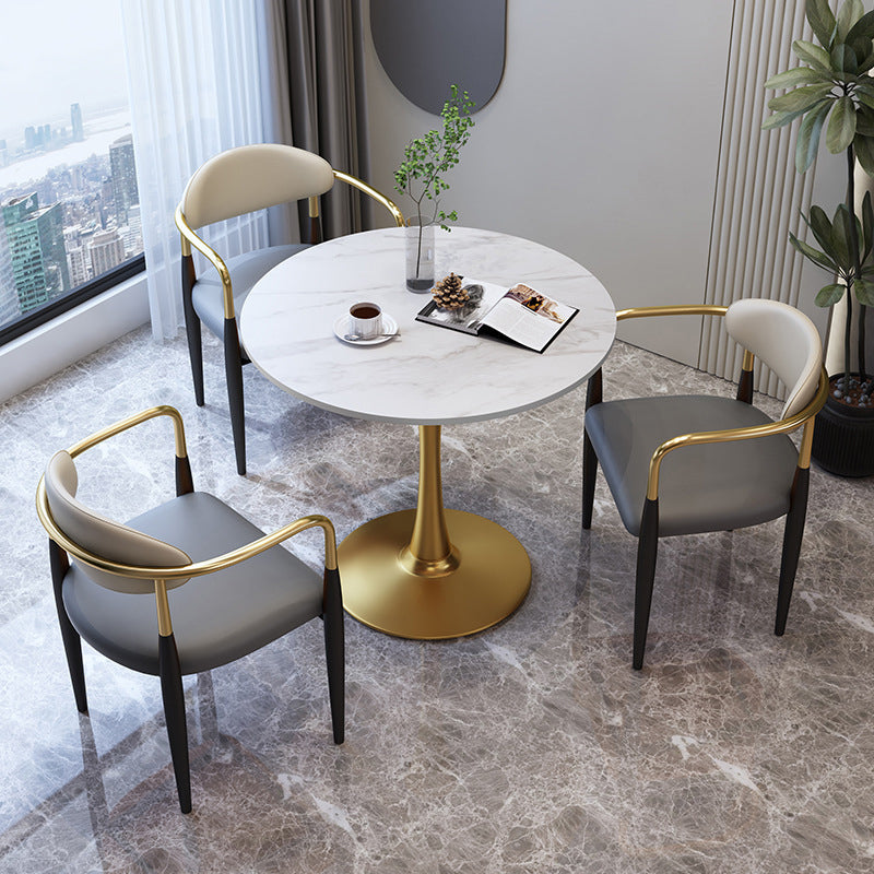 Traditional Luxury Dining Table Stone Dining Table with Metal Base