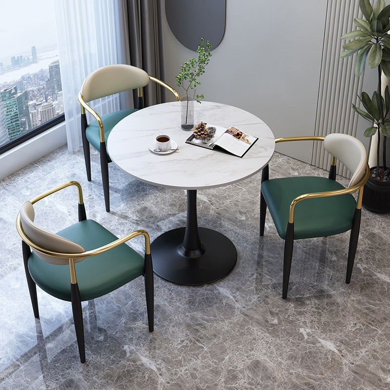 Traditional Luxury Dining Table Stone Dining Table with Metal Base
