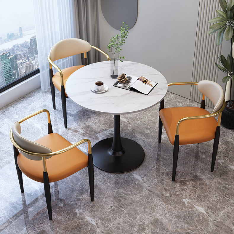 Traditional Luxury Dining Table Stone Dining Table with Metal Base