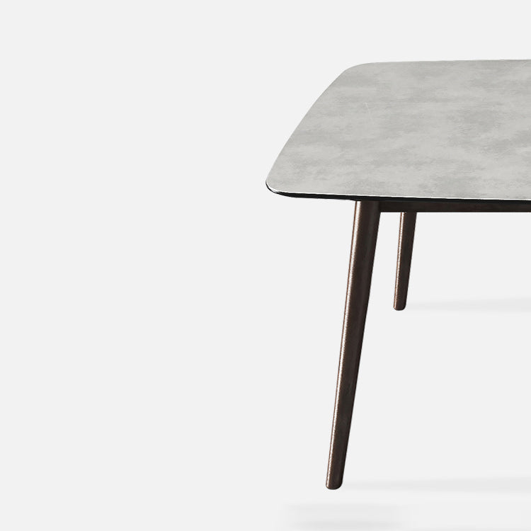 Mid-Century Modern Dining Table Rectangle Stone Top Dining Table with 4 Legs