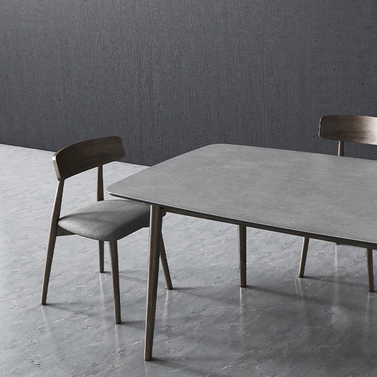 Mid-Century Modern Dining Table Rectangle Stone Top Dining Table with 4 Legs