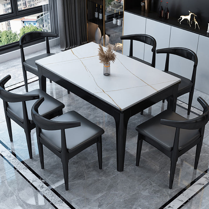 Stone Top Table Contemporary Rectangle Dining Table with 4 Legs