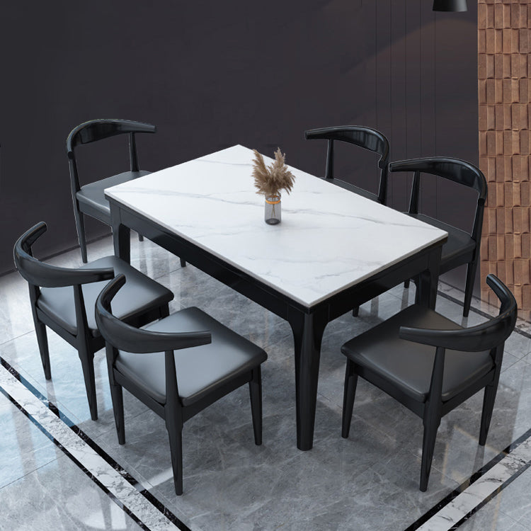 Stone Top Table Contemporary Rectangle Dining Table with 4 Legs