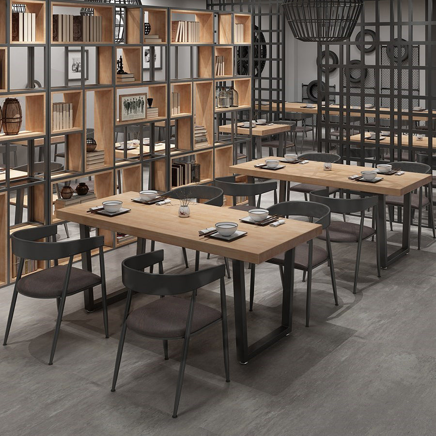 Pine Solid Wood Dining Table Rectangle Dining Table with Double Pedestal