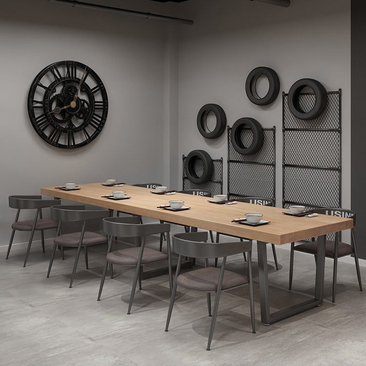 Pine Solid Wood Dining Table Rectangle Dining Table with Double Pedestal