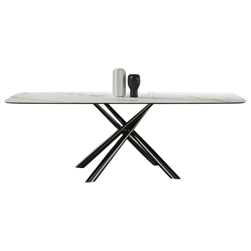 Rectangle Dining Table Industrial Stone Table in White for Dining Room