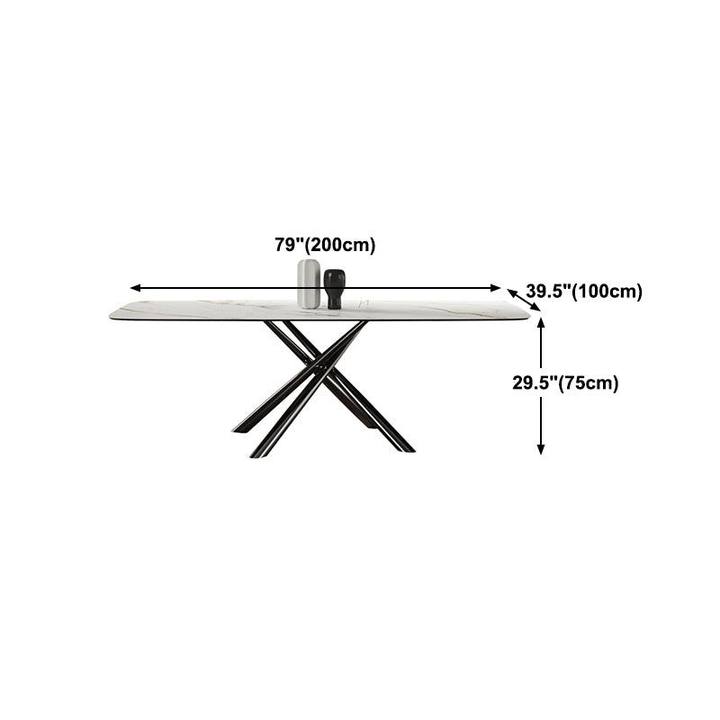 Rectangle Dining Table Industrial Stone Table in White for Dining Room