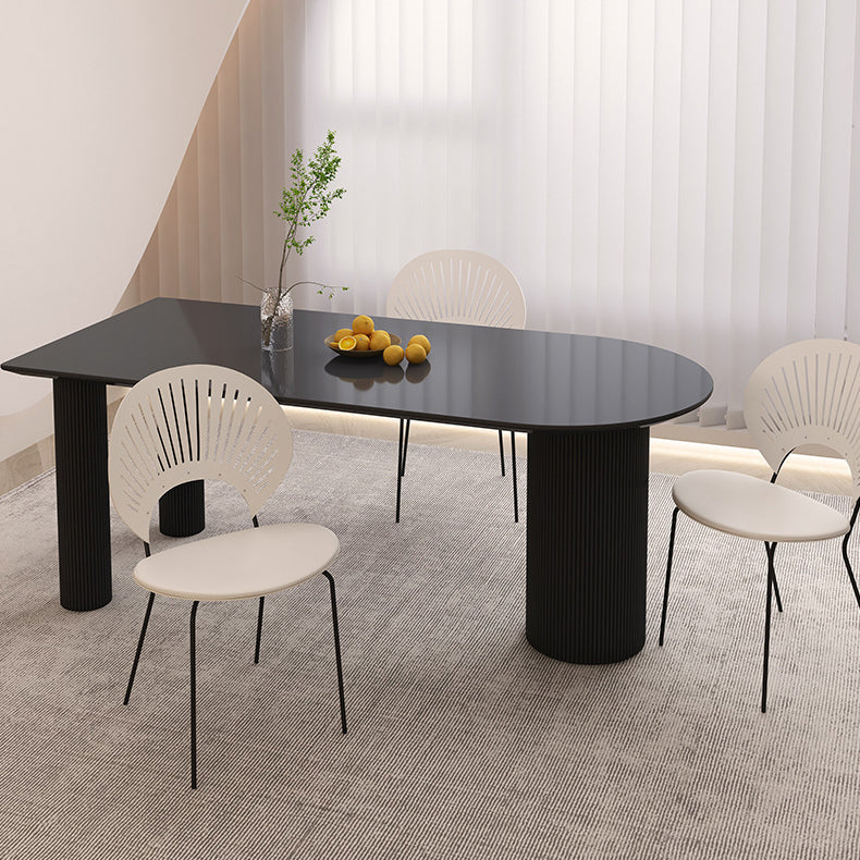 Contemporary Dining Table Stone Top Dining Table with 3 Legs