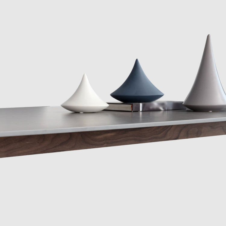 Stone Dining Table Mid-Century Modern Dining Table with 4 Legs in Brown