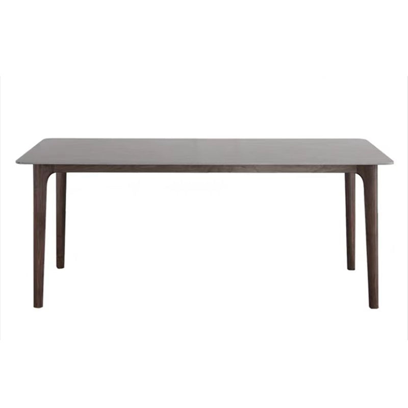 Stone Dining Table Mid-Century Modern Dining Table with 4 Legs in Brown