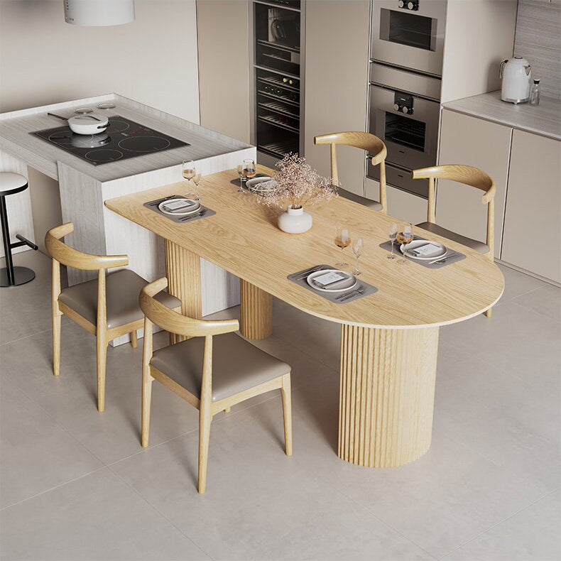 Free Form Dining Table Pine Solid Wood Dining Table in Walnut and Natural