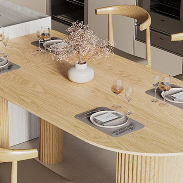 Free Form Dining Table Pine Solid Wood Dining Table in Walnut and Natural
