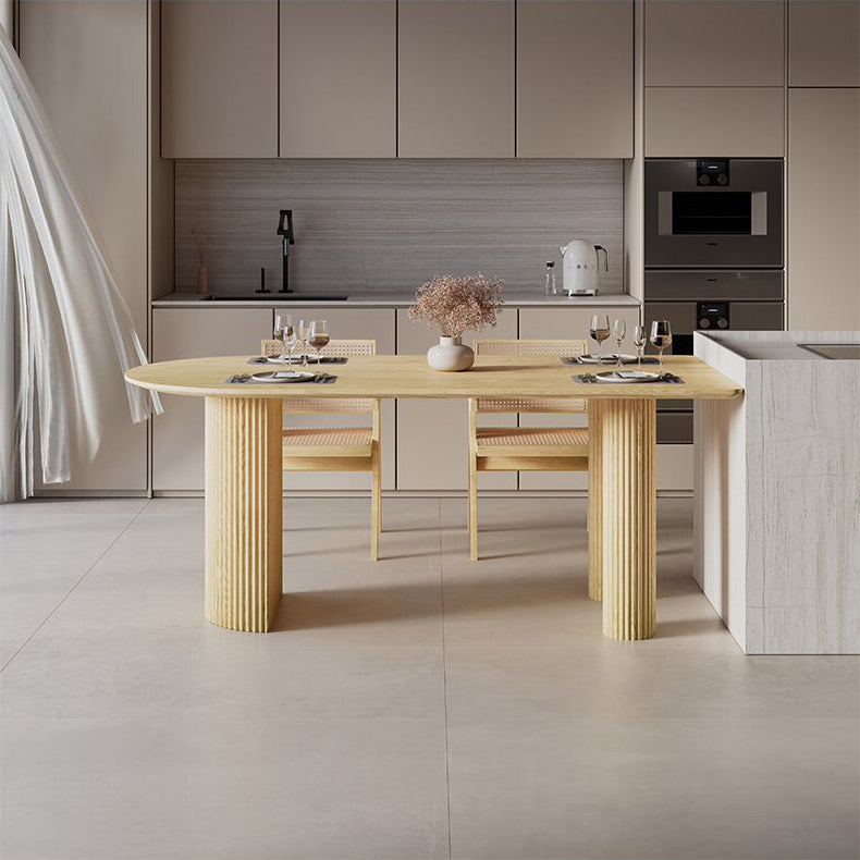 Free Form Dining Table Pine Solid Wood Dining Table in Walnut and Natural