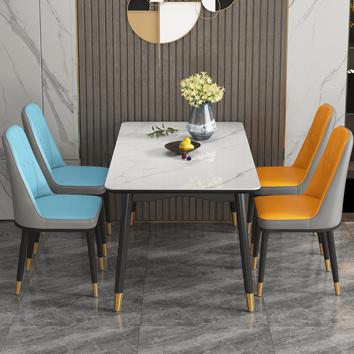 Rectangle Dining Table 4 Legs Dining Table with Solid Wood Base