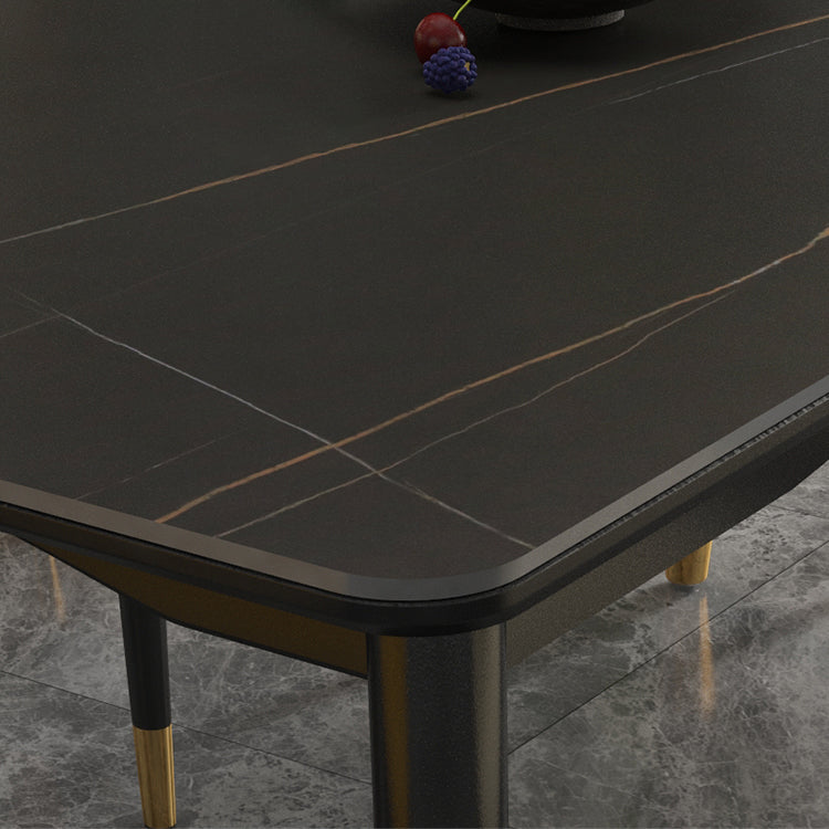 Rectangle Dining Table 4 Legs Dining Table with Solid Wood Base