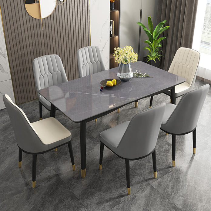 Rectangle Dining Table 4 Legs Dining Table with Solid Wood Base