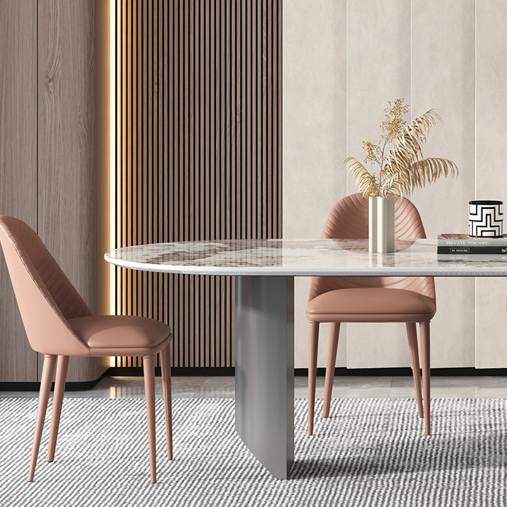 Stone Dining Table Traditional Luxury Dining Table with Double Pedestal