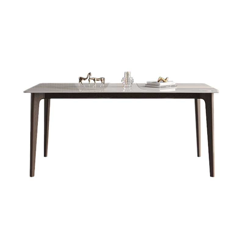 Rectangle Stone Dining Table Solid Wood 4 Legs Dining Table for Kitchen