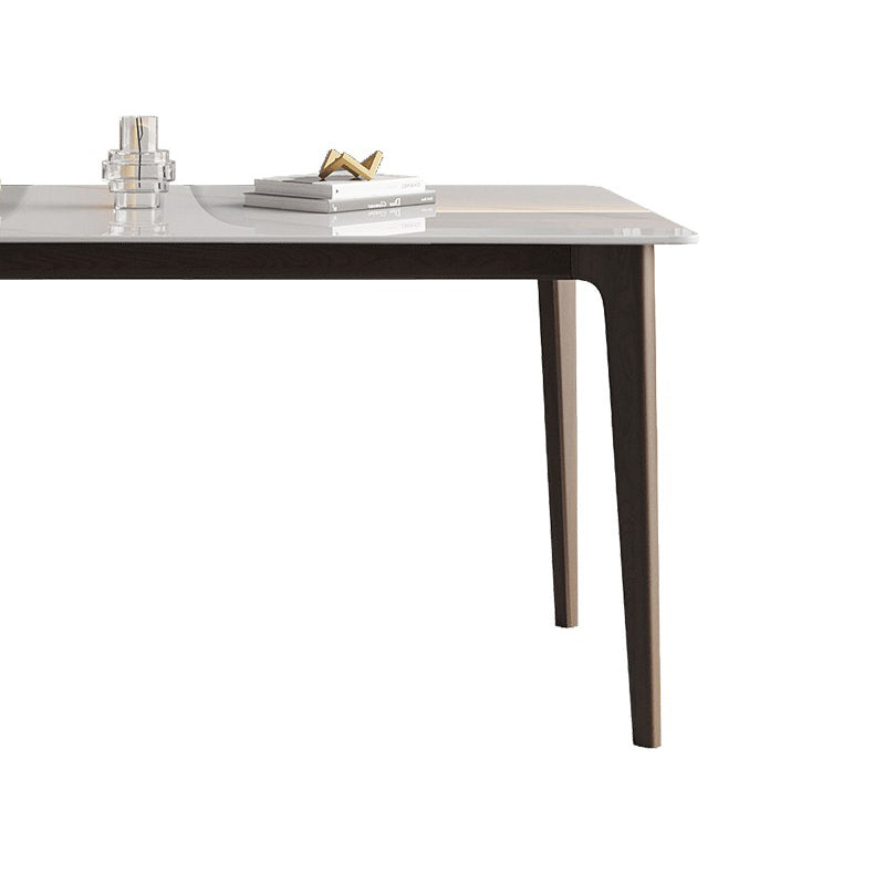 Rectangle Stone Dining Table Solid Wood 4 Legs Dining Table for Kitchen