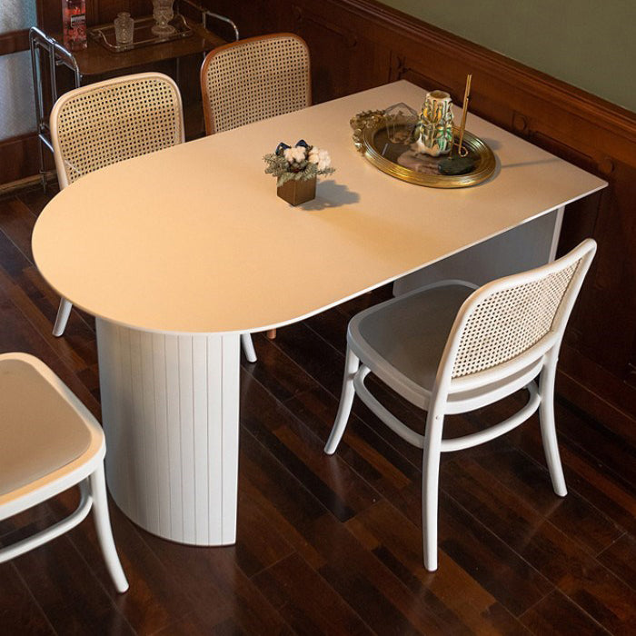 Sintered Stone Dining Table Modern White Furniture with Double Pedestal for Office