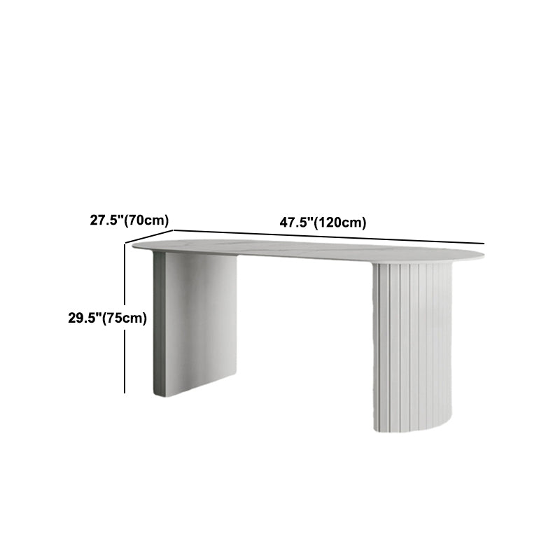 Sintered Stone Dining Table Modern White Furniture with Double Pedestal for Office