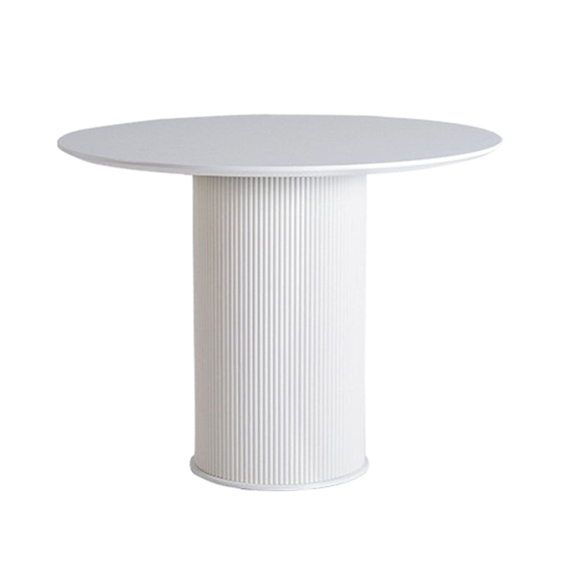 Round Top Dining Table Contemporary Table with Pedestal Base in White