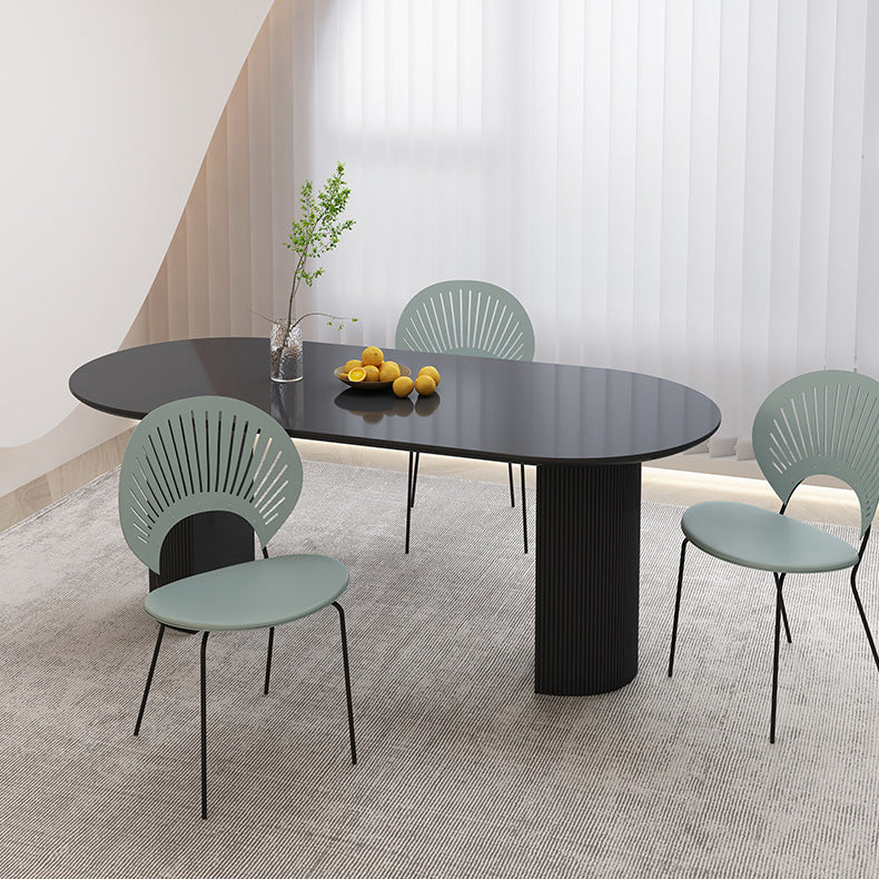 Stone Top Dining Table Contemporary Oval Table with Sled Base