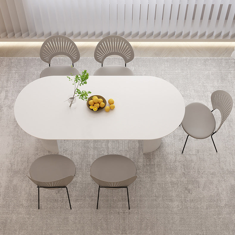 Stone Top Dining Table Contemporary Oval Table with Sled Base