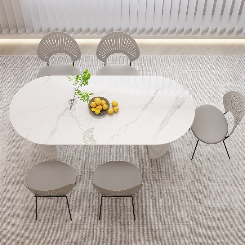 Stone Top Dining Table Contemporary Oval Table with Sled Base