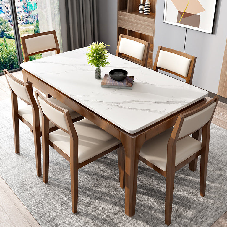 White Stone Table Mid-Century Modern Dining Table with 4 Legs