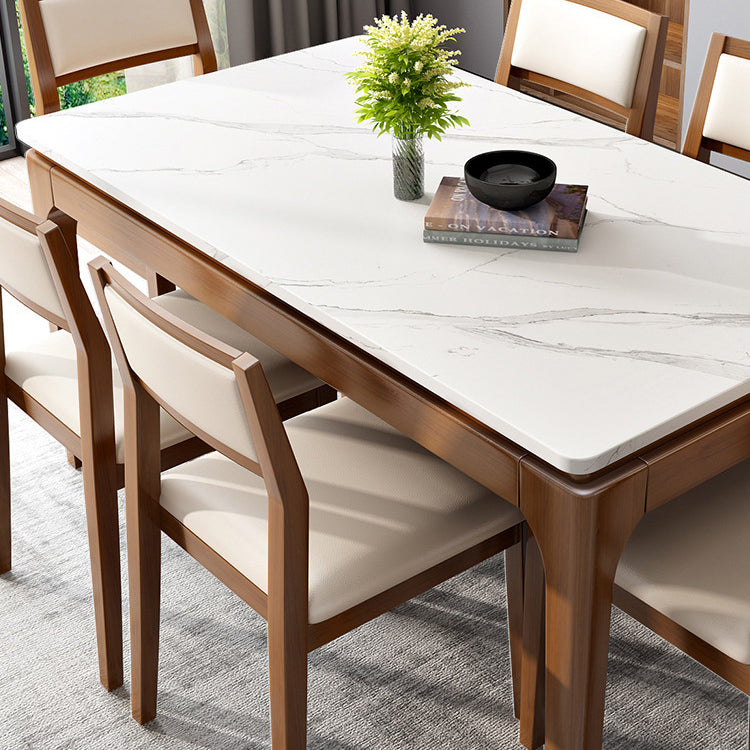 White Stone Table Mid-Century Modern Dining Table with 4 Legs