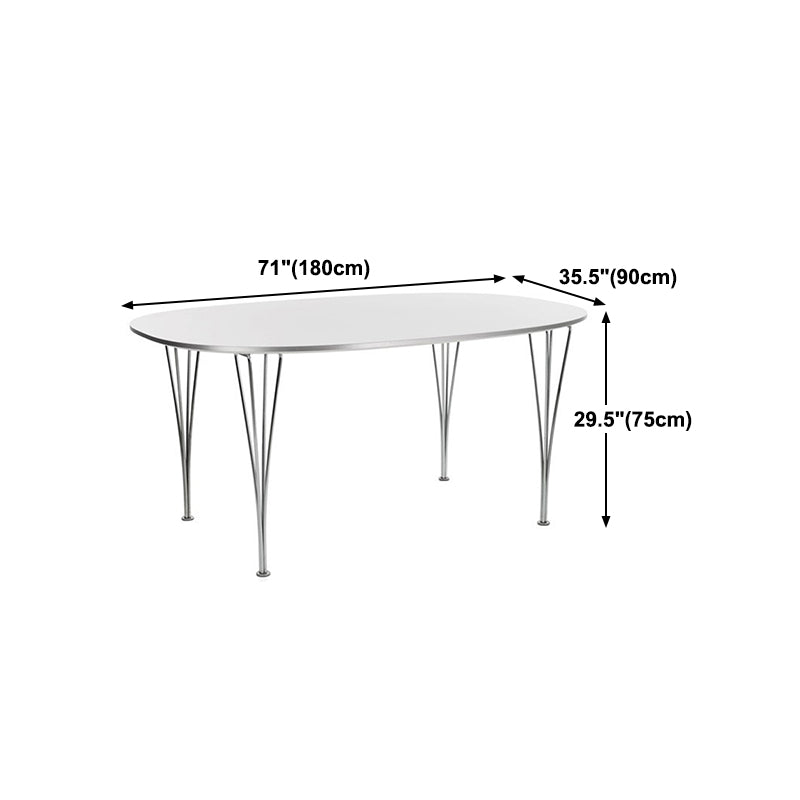White Solid Wood Table Contemporary Oval Dining Table with 4 Legs