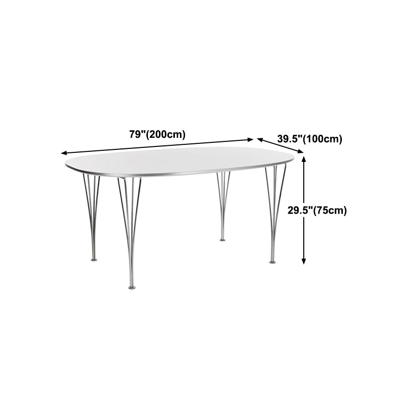 White Solid Wood Table Contemporary Oval Dining Table with 4 Legs