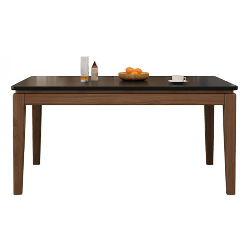 Rectangle Stone Top Table Mid-Century Modern Dining Table with 4 Wood Legs