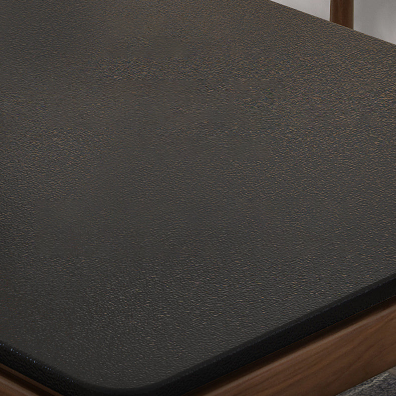 Rectangle Stone Top Table Mid-Century Modern Dining Table with 4 Wood Legs