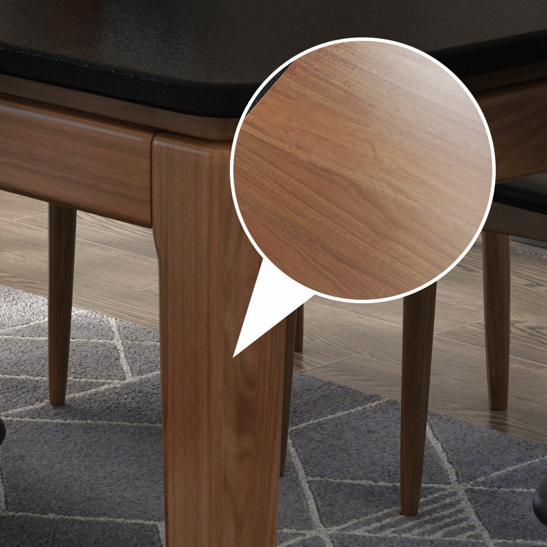 Rectangle Stone Top Table Mid-Century Modern Dining Table with 4 Wood Legs