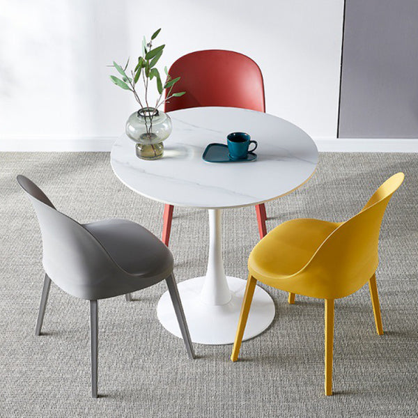 Round Dining Table Stone Top Dining Table in Black and White