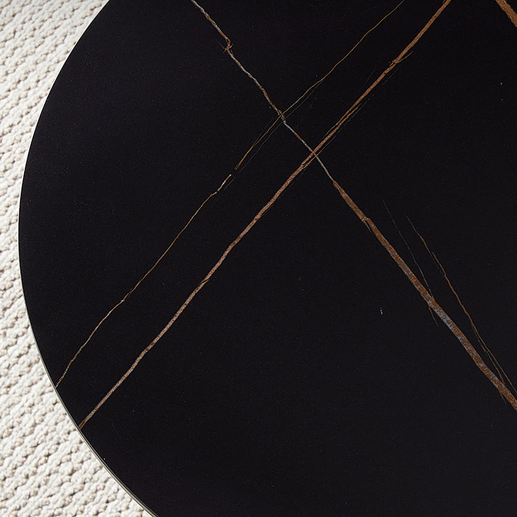 Round Dining Table Stone Top Dining Table in Black and White