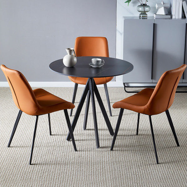 Round Dining Table Stone Top Dining Table in Black and White