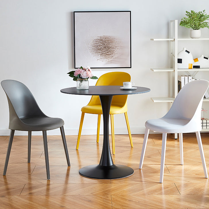 Round Dining Table Stone Top Dining Table in Black and White