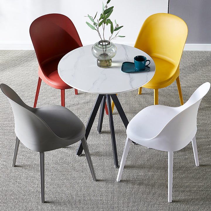 Round Dining Table Stone Top Dining Table in Black and White