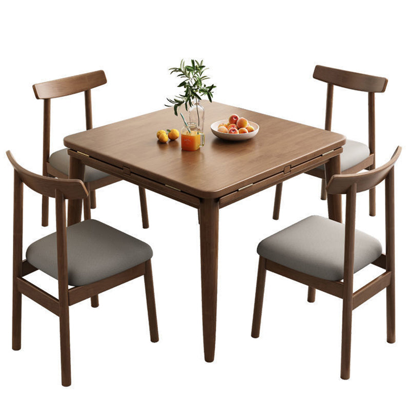 Mid-Century Modern Folding Dining Table Rubberwood Solid Wood Dining Table with 4 Legs