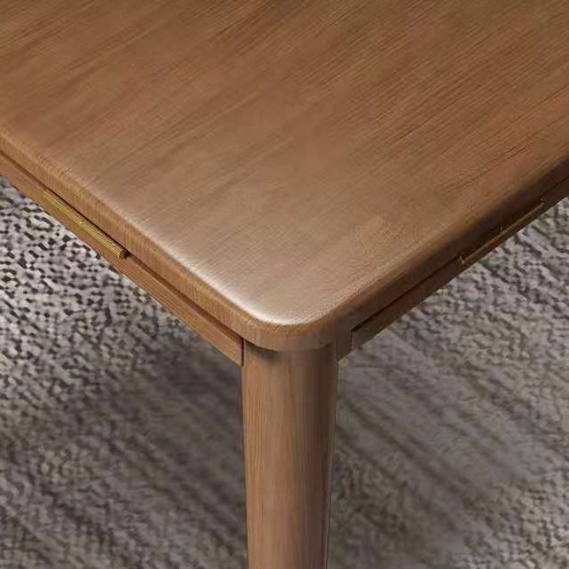 Mid-Century Modern Folding Dining Table Rubberwood Solid Wood Dining Table with 4 Legs